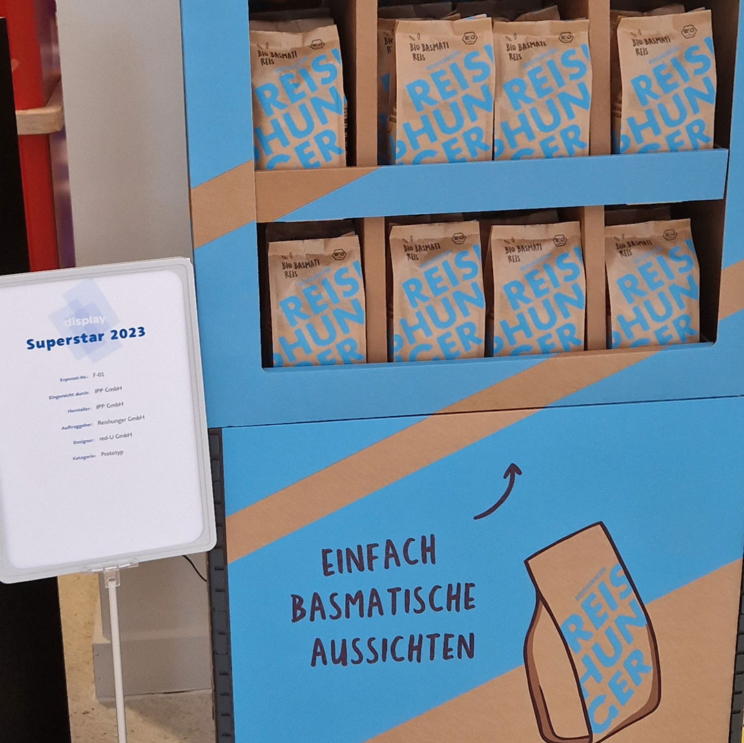 Displayaufsteller für Reis