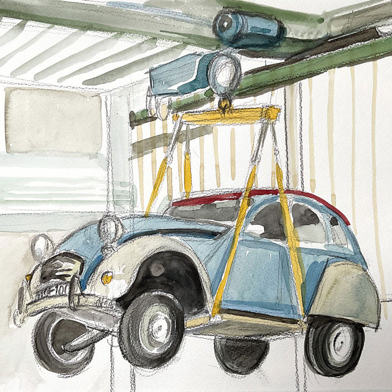 Aquarell einer Citroen-Ente
